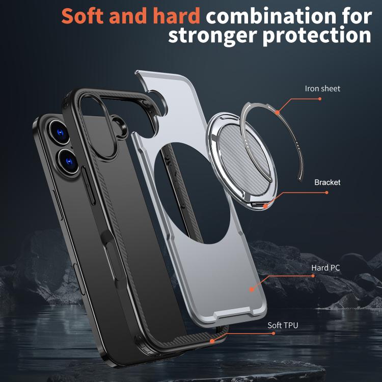 For iPhone 17 kalebol Metal 360 Degree Rotation Holder MagSafe Phone Case(Grey) - iPhone 17 Cases by Kalebol | Online Shopping UK | buy2fix