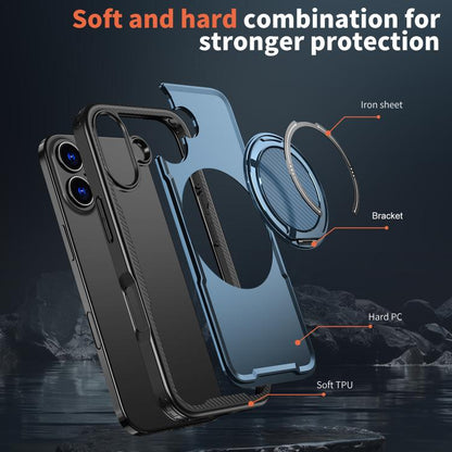 For iPhone 17 kalebol Metal 360 Degree Rotation Holder MagSafe Phone Case(Navy Blue) - iPhone 17 Cases by Kalebol | Online Shopping UK | buy2fix