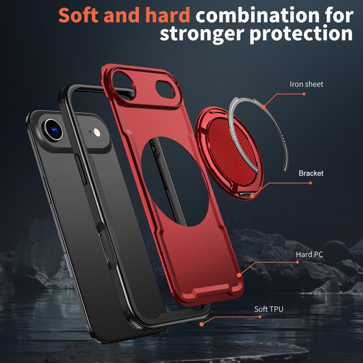 For iPhone Air kalebol Metal 360 Degree Rotation Holder MagSafe Phone Case(Red) - iPhone Air Cases by Kalebol | Online Shopping UK | buy2fix