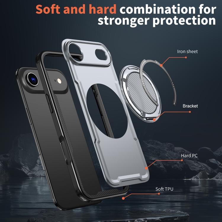 For iPhone 17 Air kalebol Metal 360 Degree Rotation Holder MagSafe Phone Case(Grey) - iPhone 17 Air Cases by Kalebol | Online Shopping UK | buy2fix