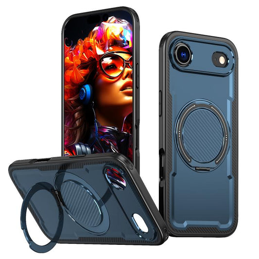 For iPhone 17 Air kalebol Metal 360 Degree Rotation Holder MagSafe Phone Case(Navy Blue) - iPhone 17 Air Cases by Kalebol | Online Shopping UK | buy2fix