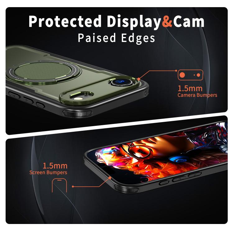 For iPhone 17 Air kalebol Metal 360 Degree Rotation Holder MagSafe Phone Case(Green) - iPhone 17 Air Cases by Kalebol | Online Shopping UK | buy2fix