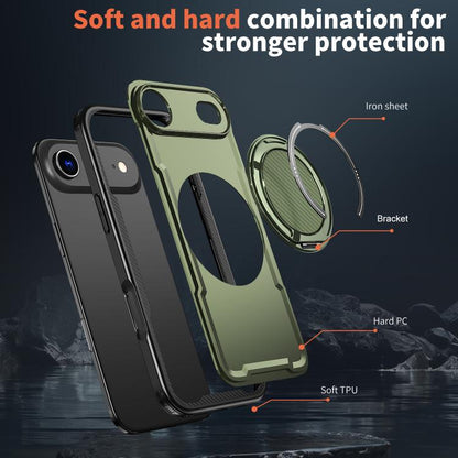 For iPhone 17 Air kalebol Metal 360 Degree Rotation Holder MagSafe Phone Case(Green) - iPhone 17 Air Cases by Kalebol | Online Shopping UK | buy2fix