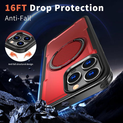 For iPhone 16 Pro Max kalebol Metal 360 Degree Rotation Holder MagSafe Phone Case(Red) - iPhone 16 Pro Max Cases by Kalebol | Online Shopping UK | buy2fix