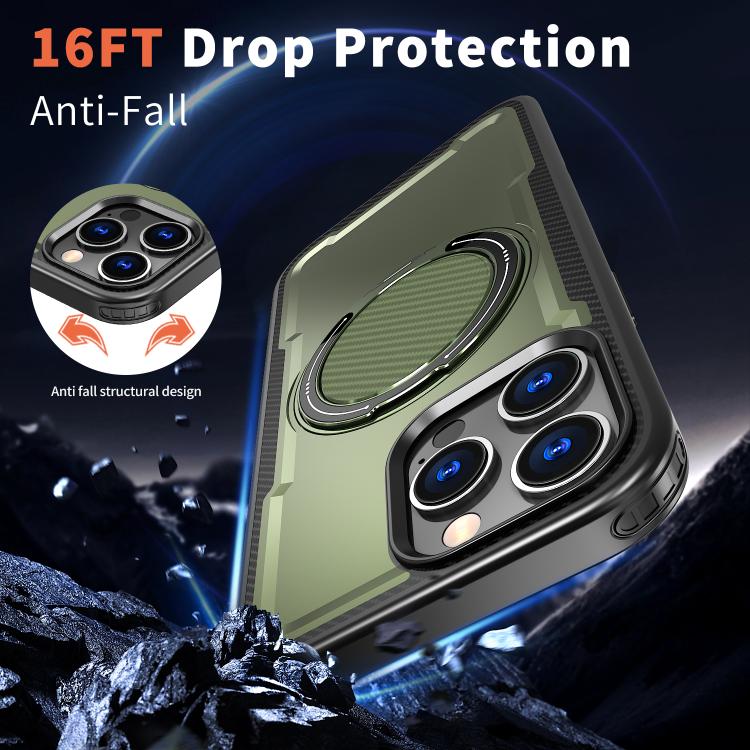 For iPhone 16 Pro Max kalebol Metal 360 Degree Rotation Holder MagSafe Phone Case(Green) - iPhone 16 Pro Max Cases by Kalebol | Online Shopping UK | buy2fix