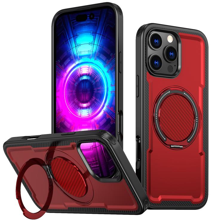 For iPhone 16 Pro kalebol Metal 360 Degree Rotation Holder MagSafe Phone Case(Red) - iPhone 16 Pro Cases by Kalebol | Online Shopping UK | buy2fix