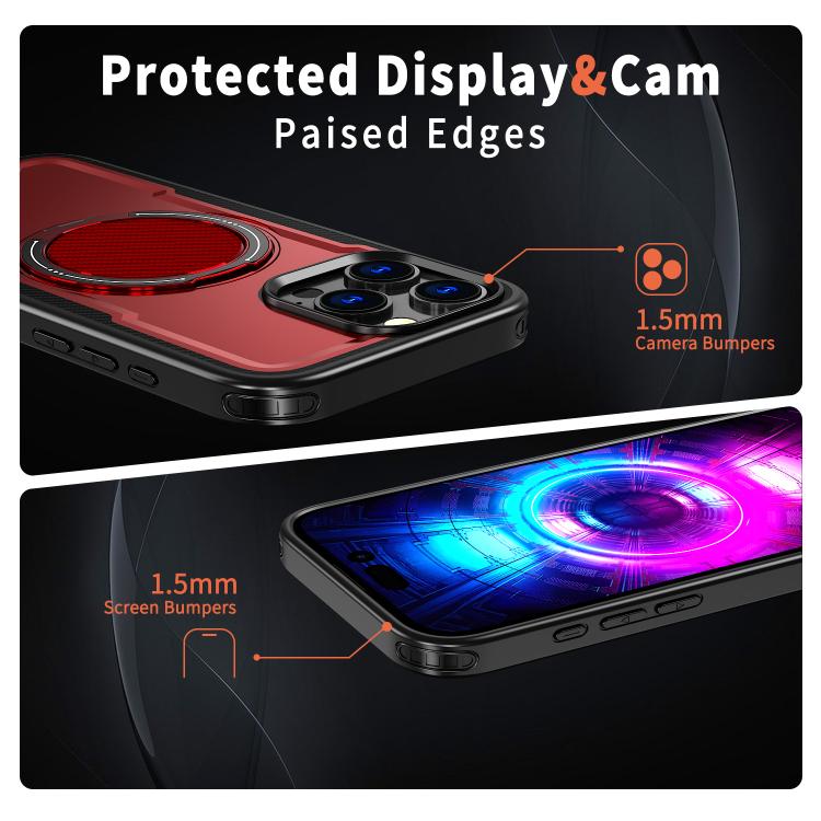 For iPhone 16 Pro kalebol Metal 360 Degree Rotation Holder MagSafe Phone Case(Red) - iPhone 16 Pro Cases by Kalebol | Online Shopping UK | buy2fix