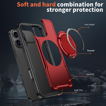 For iPhone 16 Pro kalebol Metal 360 Degree Rotation Holder MagSafe Phone Case(Red) - iPhone 16 Pro Cases by Kalebol | Online Shopping UK | buy2fix