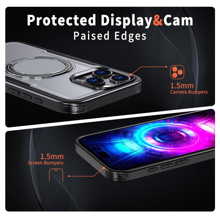 For iPhone 16 Pro kalebol Metal 360 Degree Rotation Holder MagSafe Phone Case(Grey) - iPhone 16 Pro Cases by Kalebol | Online Shopping UK | buy2fix