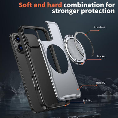 For iPhone 16 Pro kalebol Metal 360 Degree Rotation Holder MagSafe Phone Case(Grey) - iPhone 16 Pro Cases by Kalebol | Online Shopping UK | buy2fix