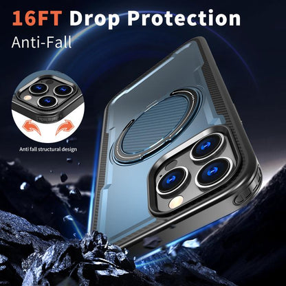 For iPhone 16 Pro kalebol Metal 360 Degree Rotation Holder MagSafe Phone Case(Navy Blue) - iPhone 16 Pro Cases by Kalebol | Online Shopping UK | buy2fix