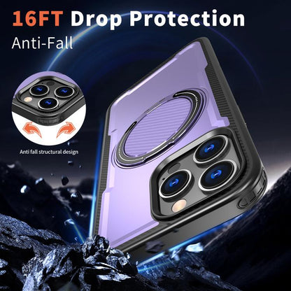 For iPhone 16 Pro kalebol Metal 360 Degree Rotation Holder MagSafe Phone Case(Purple) - iPhone 16 Pro Cases by Kalebol | Online Shopping UK | buy2fix