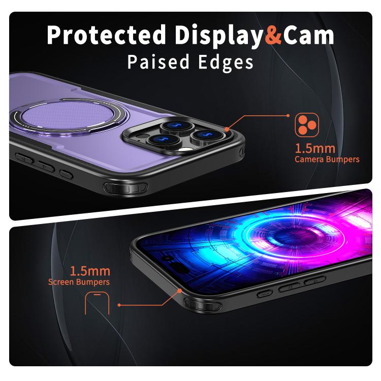 For iPhone 16 Pro kalebol Metal 360 Degree Rotation Holder MagSafe Phone Case(Purple) - iPhone 16 Pro Cases by Kalebol | Online Shopping UK | buy2fix