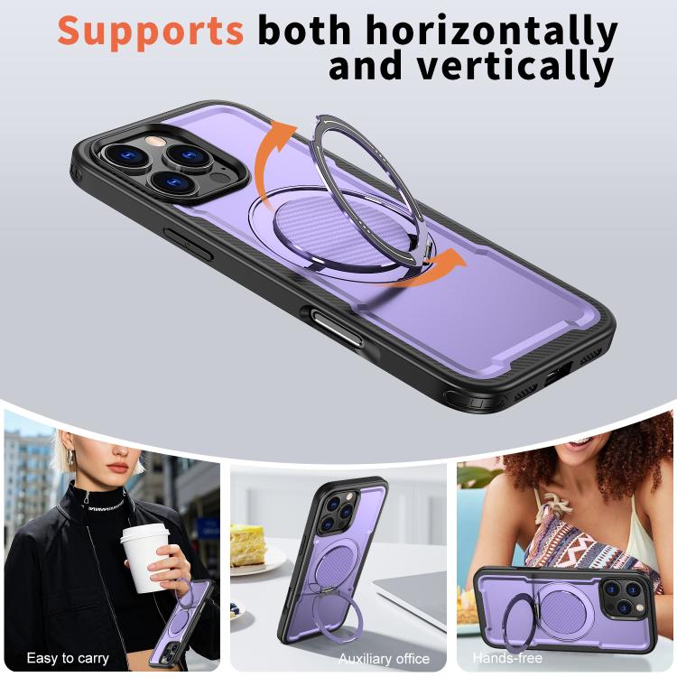 For iPhone 16 Pro kalebol Metal 360 Degree Rotation Holder MagSafe Phone Case(Purple) - iPhone 16 Pro Cases by Kalebol | Online Shopping UK | buy2fix