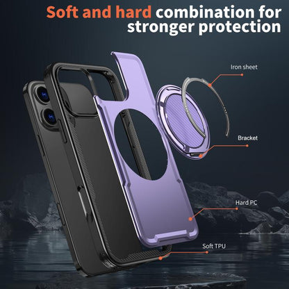 For iPhone 16 Pro kalebol Metal 360 Degree Rotation Holder MagSafe Phone Case(Purple) - iPhone 16 Pro Cases by Kalebol | Online Shopping UK | buy2fix