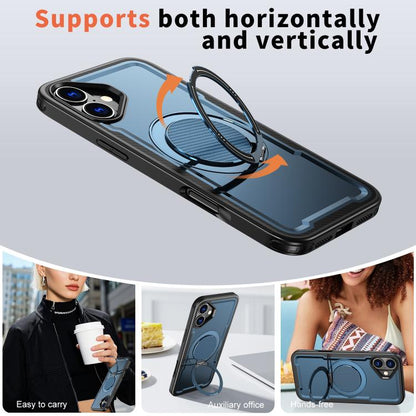 For iPhone 16 Plus kalebol Metal 360 Degree Rotation Holder MagSafe Phone Case(Navy Blue) - iPhone 16 Plus Cases by Kalebol | Online Shopping UK | buy2fix