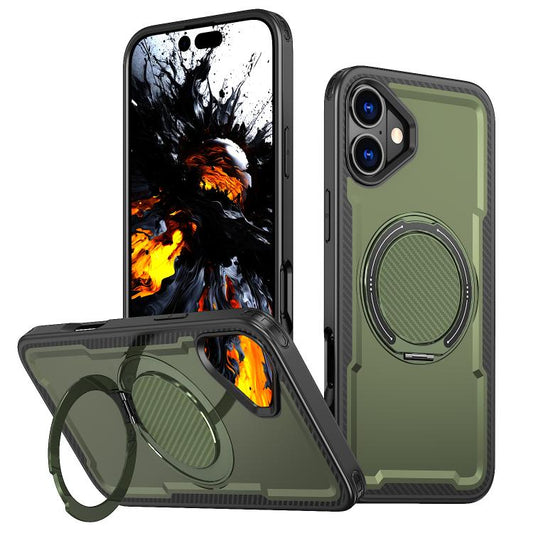 For iPhone 16 Plus kalebol Metal 360 Degree Rotation Holder MagSafe Phone Case(Green) - iPhone 16 Plus Cases by Kalebol | Online Shopping UK | buy2fix