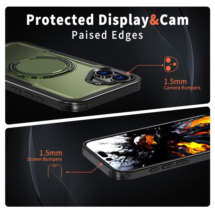 For iPhone 16 Plus kalebol Metal 360 Degree Rotation Holder MagSafe Phone Case(Green) - iPhone 16 Plus Cases by Kalebol | Online Shopping UK | buy2fix