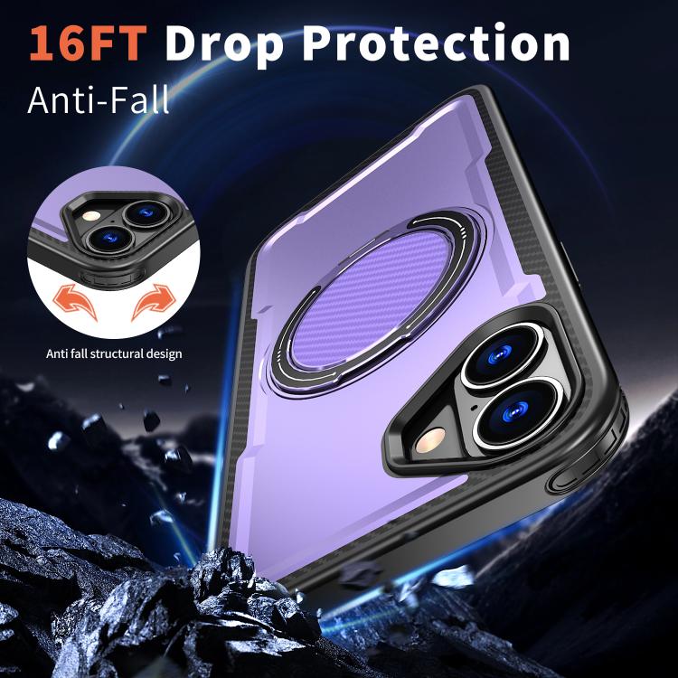 For iPhone 16 Plus kalebol Metal 360 Degree Rotation Holder MagSafe Phone Case(Purple) - iPhone 16 Plus Cases by Kalebol | Online Shopping UK | buy2fix