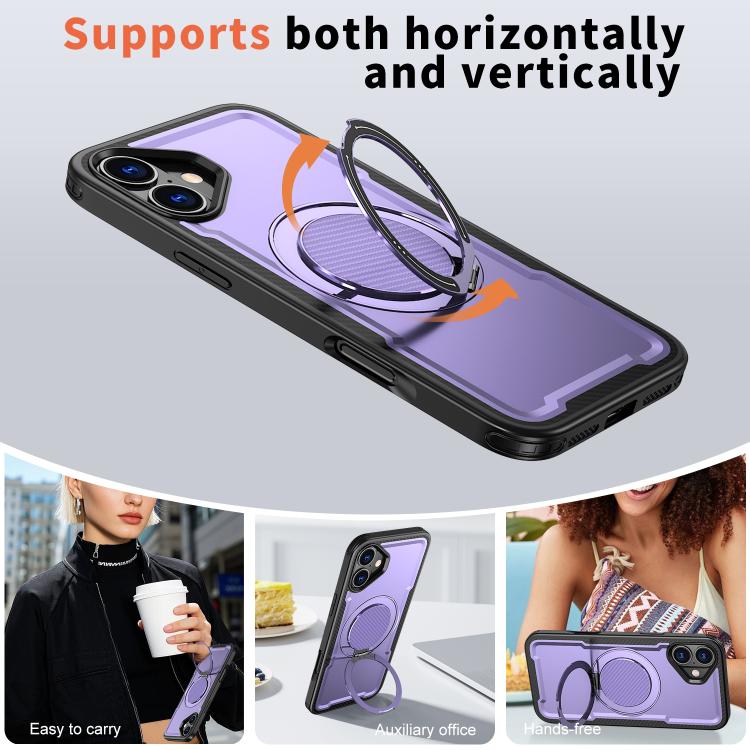 For iPhone 16 Plus kalebol Metal 360 Degree Rotation Holder MagSafe Phone Case(Purple) - iPhone 16 Plus Cases by Kalebol | Online Shopping UK | buy2fix