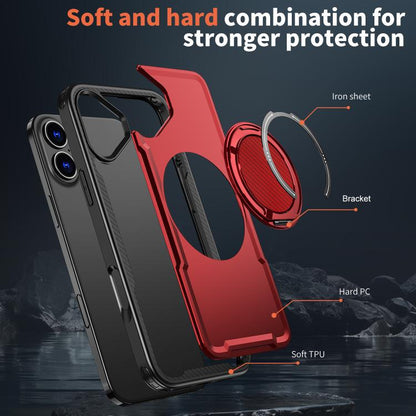 For iPhone 16 kalebol Metal 360 Degree Rotation Holder MagSafe Phone Case(Red) - iPhone 16 Cases by Kalebol | Online Shopping UK | buy2fix