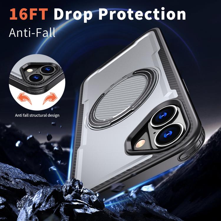 For iPhone 16 kalebol Metal 360 Degree Rotation Holder MagSafe Phone Case(Grey) - iPhone 16 Cases by Kalebol | Online Shopping UK | buy2fix