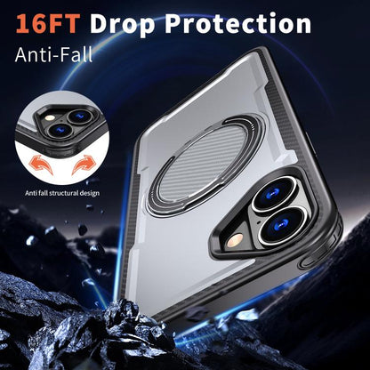 For iPhone 16 kalebol Metal 360 Degree Rotation Holder MagSafe Phone Case(Grey) - iPhone 16 Cases by Kalebol | Online Shopping UK | buy2fix