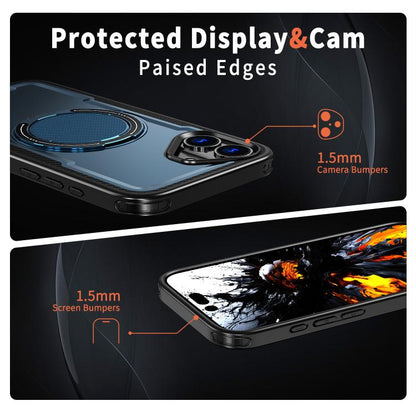 For iPhone 16 kalebol Metal 360 Degree Rotation Holder MagSafe Phone Case(Navy Blue) - iPhone 16 Cases by Kalebol | Online Shopping UK | buy2fix