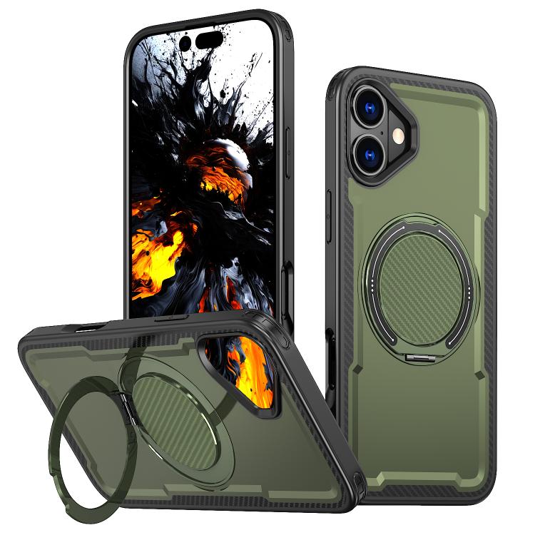 For iPhone 16 kalebol Metal 360 Degree Rotation Holder MagSafe Phone Case(Green) - iPhone 16 Cases by Kalebol | Online Shopping UK | buy2fix