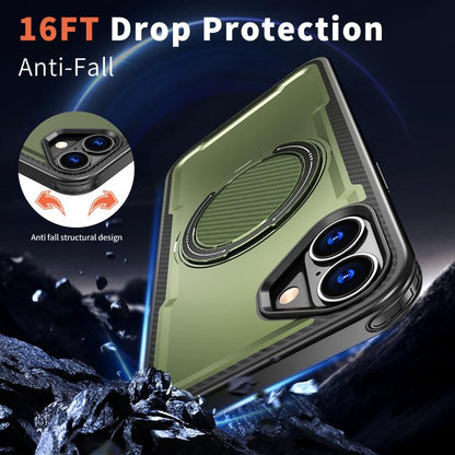 For iPhone 16 kalebol Metal 360 Degree Rotation Holder MagSafe Phone Case(Green) - iPhone 16 Cases by Kalebol | Online Shopping UK | buy2fix