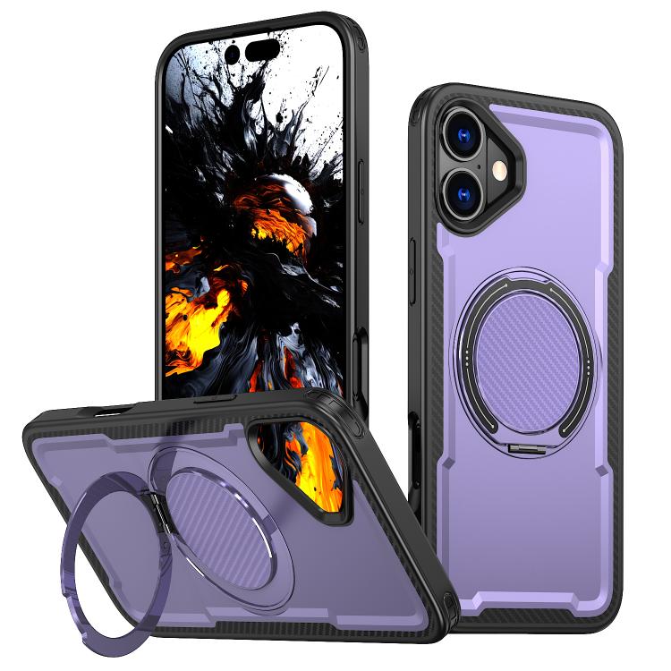 For iPhone 16 kalebol Metal 360 Degree Rotation Holder MagSafe Phone Case(Purple) - iPhone 16 Cases by Kalebol | Online Shopping UK | buy2fix