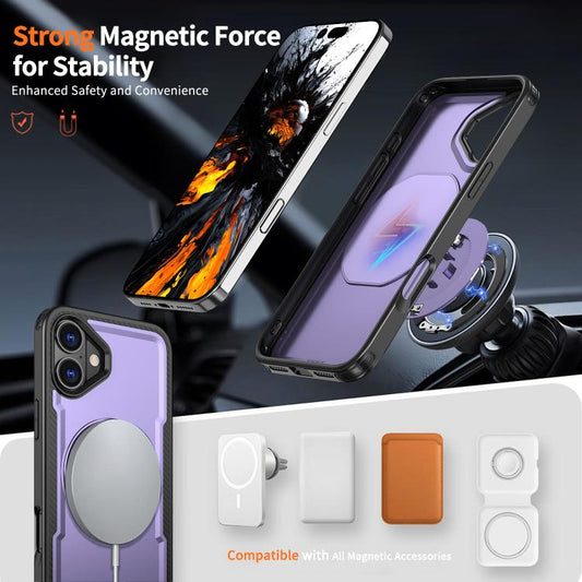 For iPhone 16 kalebol Metal 360 Degree Rotation Holder MagSafe Phone Case(Purple) - iPhone 16 Cases by Kalebol | Online Shopping UK | buy2fix