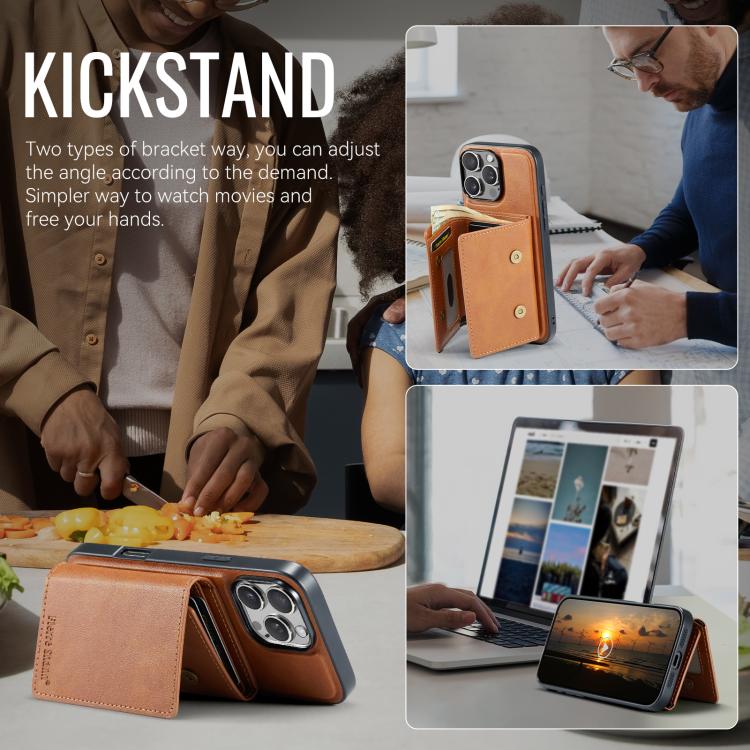 For iPhone 16 Pro Max Fierre Shann 2 in 1 Holder RFID Card Slot Wallet MagSafe Phone Case(Dark Brown) - iPhone 16 Pro Max Cases by FIERRE SHANN | Online Shopping UK | buy2fix