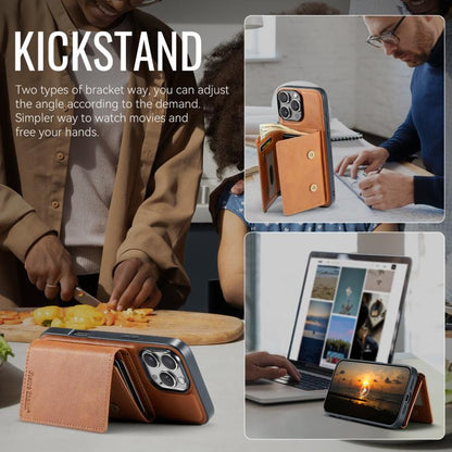 For iPhone 16 Pro Max Fierre Shann 2 in 1 Holder RFID Card Slot Wallet MagSafe Phone Case(Dark Brown) - iPhone 16 Pro Max Cases by FIERRE SHANN | Online Shopping UK | buy2fix