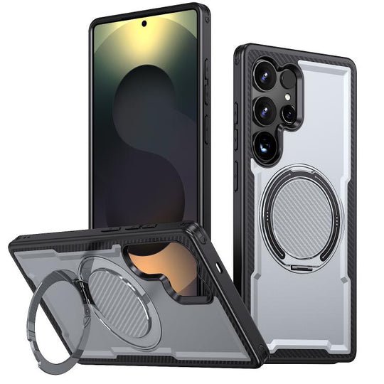 For Galaxy S25 Ultra 5G Kalebol Metal 360 Degree Rotation Holder MagSafe Phone Case(Grey)