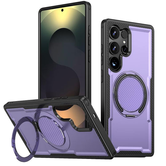For Galaxy S25 Ultra 5G Kalebol Metal 360 Degree Rotation Holder MagSafe Phone Case(Purple)