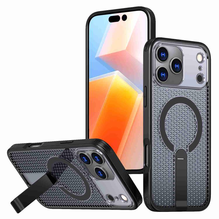 For iPhone 17 Pro Max kalebol Honeycomb Cooling MagSafe Holder Phone Case(Black) - iPhone 17 Pro Max Cases by Kalebol | Online Shopping UK | buy2fix