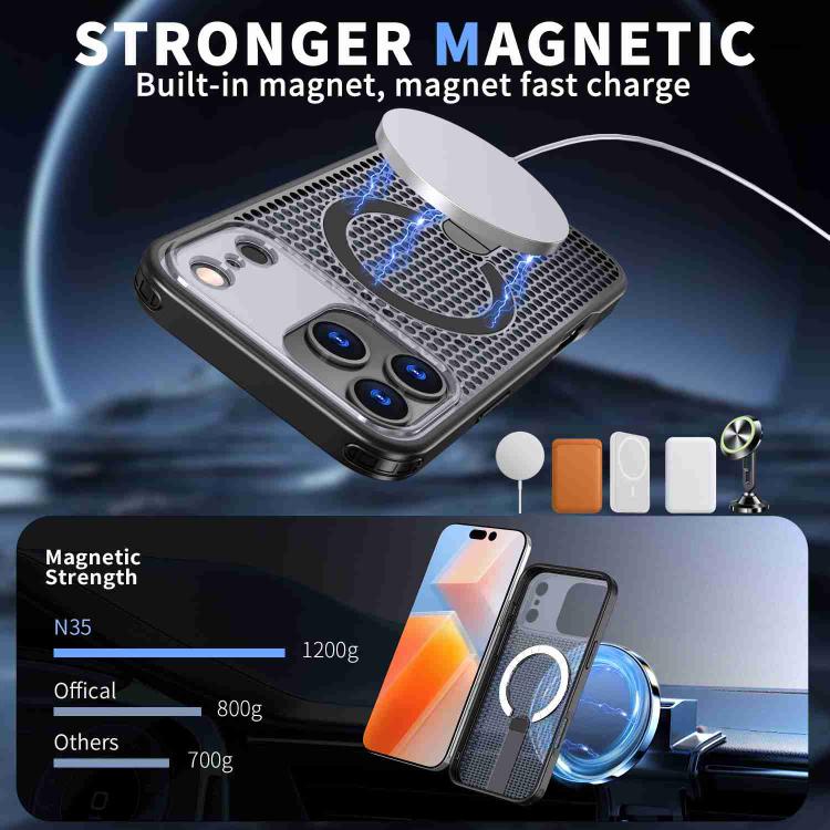For iPhone 17 Pro Max kalebol Honeycomb Cooling MagSafe Holder Phone Case(Black) - iPhone 17 Pro Max Cases by Kalebol | Online Shopping UK | buy2fix