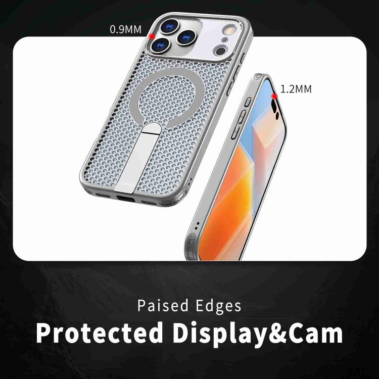 For iPhone 17 Pro Max kalebol Honeycomb Cooling MagSafe Holder Phone Case(Titanium Grey) - iPhone 17 Pro Max Cases by Kalebol | Online Shopping UK | buy2fix