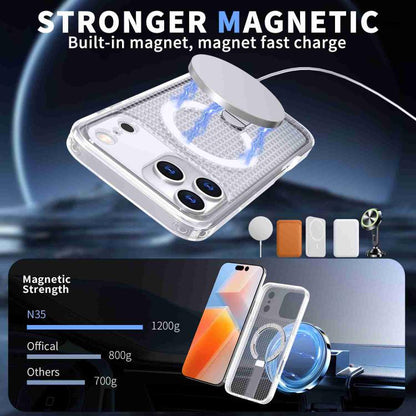 For iPhone 17 Pro Max kalebol Honeycomb Cooling MagSafe Holder Phone Case(Frosted Transparent) - iPhone 17 Pro Max Cases by Kalebol | Online Shopping UK | buy2fix