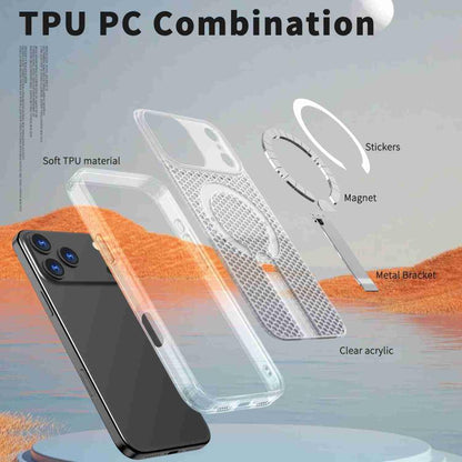 For iPhone 17 Pro Max kalebol Honeycomb Cooling MagSafe Holder Phone Case(Frosted Transparent) - iPhone 17 Pro Max Cases by Kalebol | Online Shopping UK | buy2fix