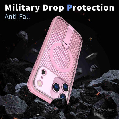 For iPhone 17 Pro Max kalebol Honeycomb Cooling MagSafe Holder Phone Case(Pink) - iPhone 17 Pro Max Cases by Kalebol | Online Shopping UK | buy2fix