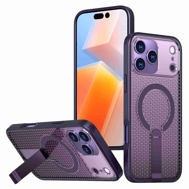 For iPhone 17 Pro Max kalebol Honeycomb Cooling MagSafe Holder Phone Case(Purple) - iPhone 17 Pro Max Cases by Kalebol | Online Shopping UK | buy2fix