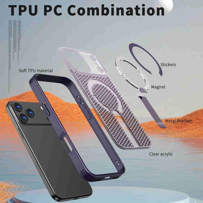 For iPhone 17 Pro Max kalebol Honeycomb Cooling MagSafe Holder Phone Case(Purple) - iPhone 17 Pro Max Cases by Kalebol | Online Shopping UK | buy2fix