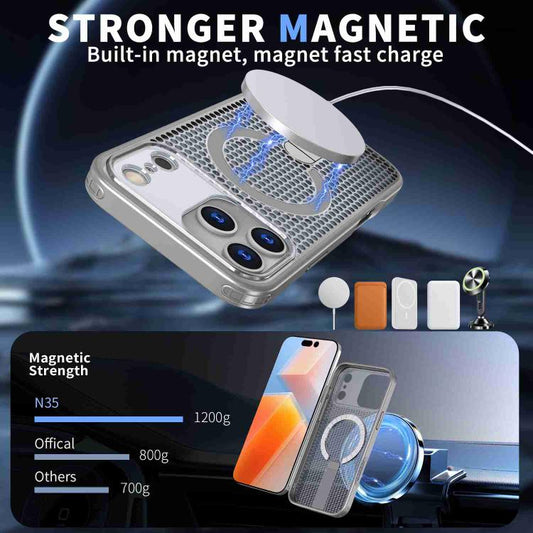 For iPhone 17 Pro kalebol Honeycomb Cooling MagSafe Holder Phone Case(Titanium Grey) - iPhone 17 Pro Cases by Kalebol | Online Shopping UK | buy2fix