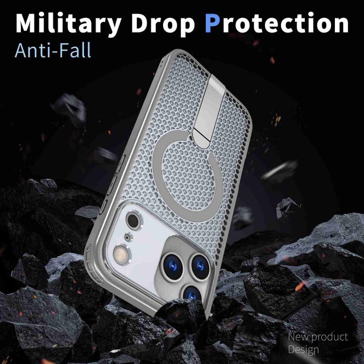 For iPhone 17 Pro kalebol Honeycomb Cooling MagSafe Holder Phone Case(Titanium Grey) - iPhone 17 Pro Cases by Kalebol | Online Shopping UK | buy2fix