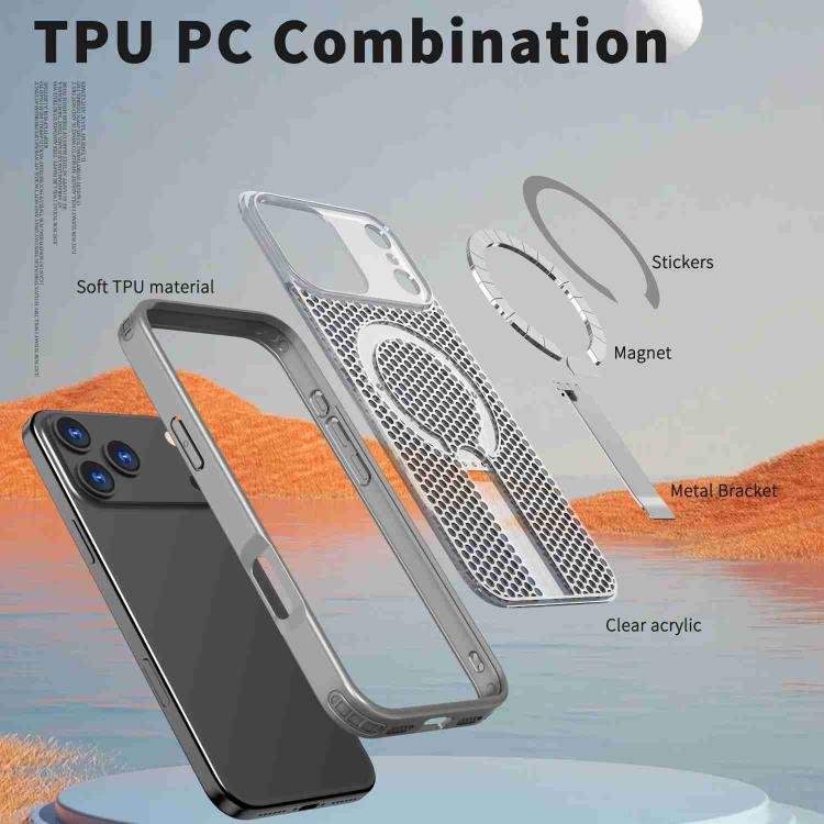 For iPhone 17 Pro kalebol Honeycomb Cooling MagSafe Holder Phone Case(Titanium Grey) - iPhone 17 Pro Cases by Kalebol | Online Shopping UK | buy2fix