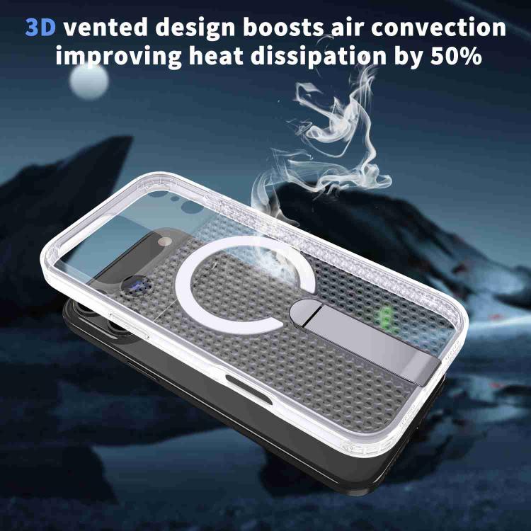 For iPhone 17 Pro kalebol Honeycomb Cooling MagSafe Holder Phone Case(Frosted Transparent) - iPhone 17 Pro Cases by Kalebol | Online Shopping UK | buy2fix