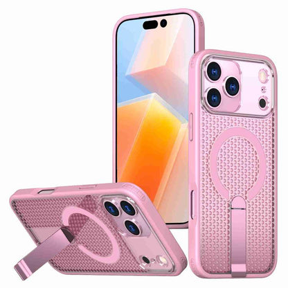 For iPhone 17 Pro kalebol Honeycomb Cooling MagSafe Holder Phone Case(Pink) - iPhone 17 Pro Cases by Kalebol | Online Shopping UK | buy2fix