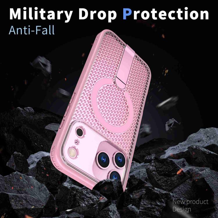 For iPhone 17 Pro kalebol Honeycomb Cooling MagSafe Holder Phone Case(Pink) - iPhone 17 Pro Cases by Kalebol | Online Shopping UK | buy2fix